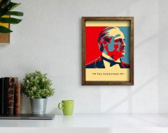 BK Home Godfather Baba Tasarımlı Doğal Masif Ahşap Çerçeveli Tablo 45x65cm-24