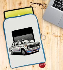 BK Gift Klasik Araç Tasarımlı Taşınabilir Koruyucu Tablet Kılıfı & Organizer Çanta - Mavi-11