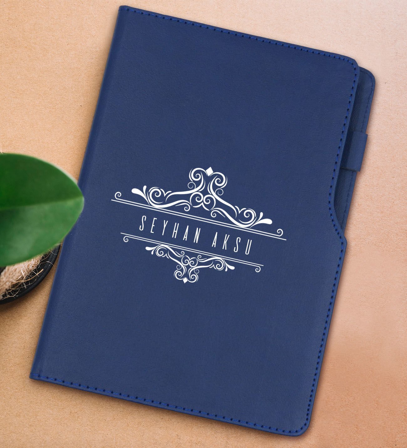 BK Gift Kişiye Özel İsimli Lacivert Termo Deri Not Defteri 15x21cm-8