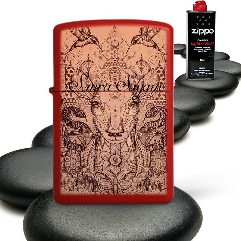 Kişiye Özel Zippo Benziniyle Çalışan Kırmızı Metal Çakmak (Zippo Benzin Hediyeli) 009