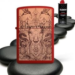 Kişiye Özel Zippo Benziniyle Çalışan Kırmızı Metal Çakmak (Zippo Benzin Hediyeli) 009