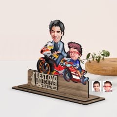 BK Gift Kişiye Özel 3D Kabartma İsimli Baba-Oğul Karikatürlü Ahşap Biblo-3, Babaya Hediye, Babalar Günü Hediyeleri