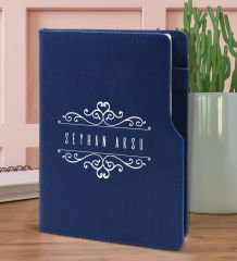BK Gift Kişiye Özel İsimli Lacivert Termo Deri Not Defteri 15x21cm-9