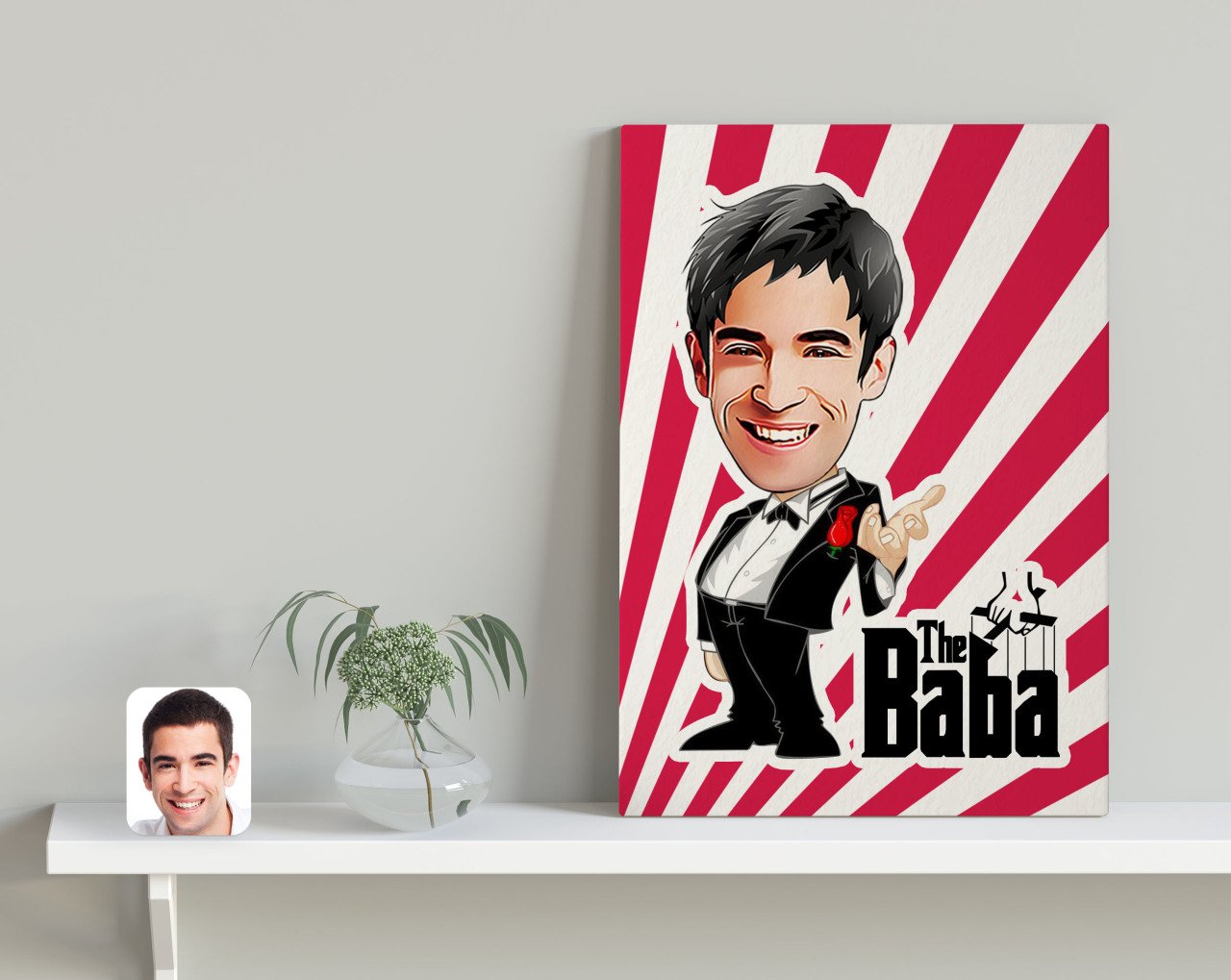 Kişiye Özel Godfather Baba Karikatürlü Kanvas Tablo 30x50cm-1