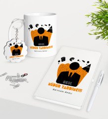 Kişiye Özel Okul Müdür Yardımcısı Kupa Anahtarlık Beyaz Defter Kalem Hediye Seti-2