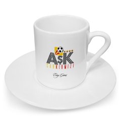 Kişiye Özel Sarı Kırmızı Aşk Türk Kahvesi Fincanı