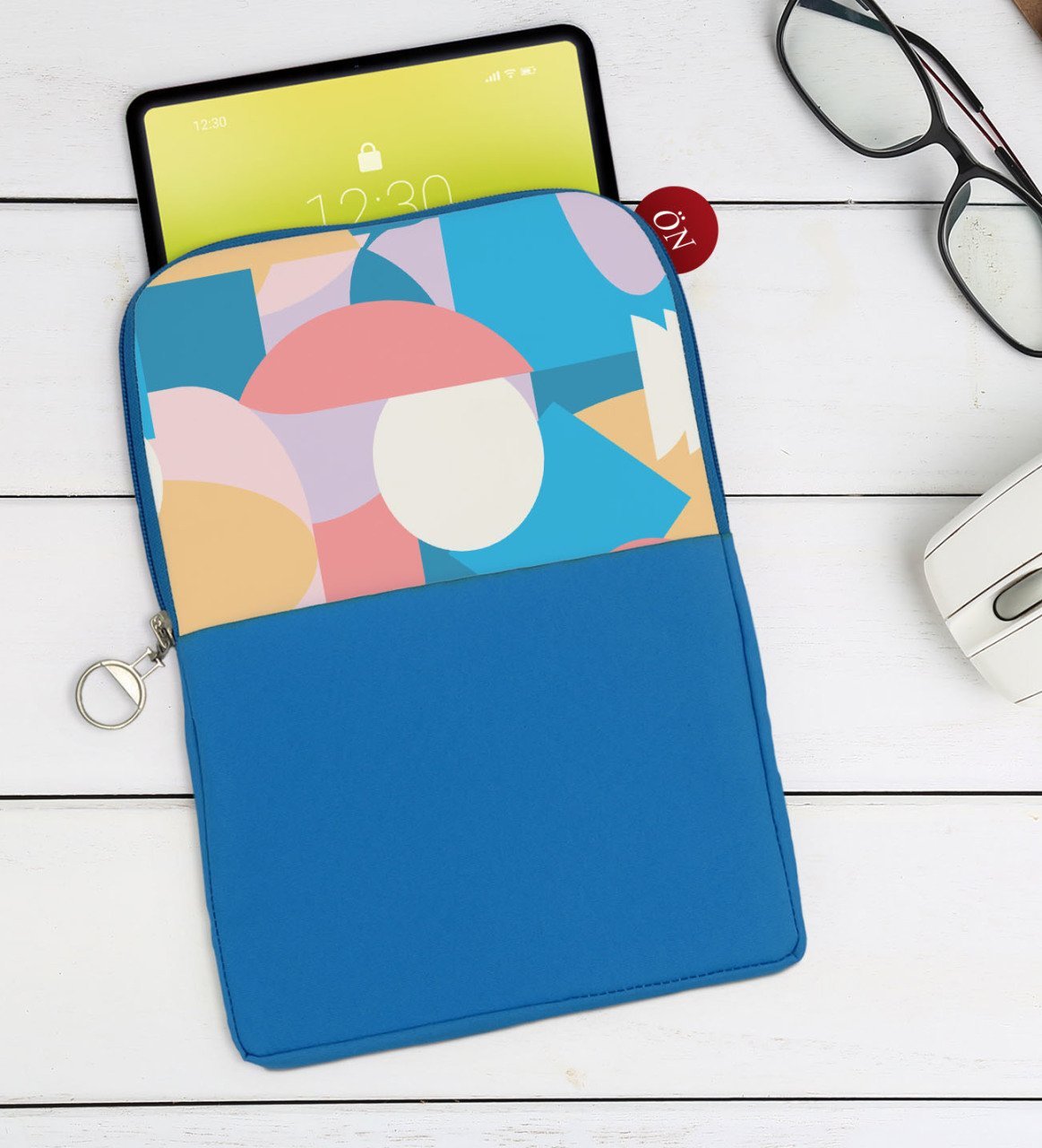 BK Gift Modern Art Tasarımlı Taşınabilir Koruyucu Tablet Kılıfı & Organizer Çanta - Mavi-1