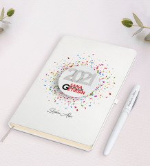 Kişiye Özel Yılbaşı 2023 Sana Mutluluk Getirsin Temalı Beyaz Defter Kalem Seti