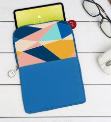 BK Gift Modern Art Tasarımlı Taşınabilir Koruyucu Tablet Kılıfı & Organizer Çanta - Mavi-2
