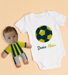BK Kids Kişiye Özel Fotoğraflı Bebek Yastık ve Bebek Body Zıbın Hediye Seti - Model 2.5