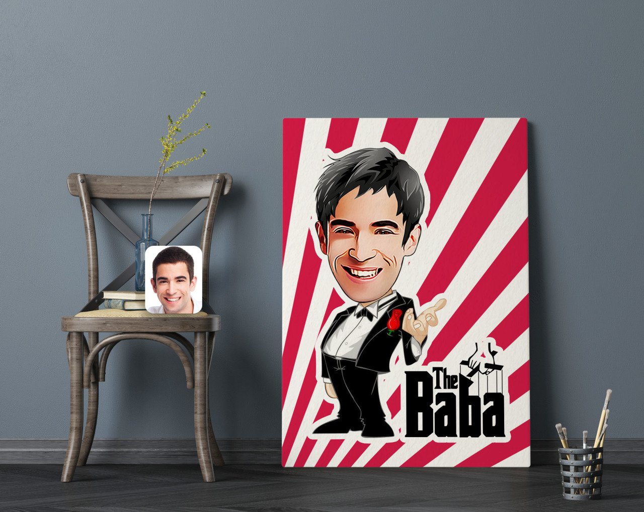 Kişiye Özel Godfather Baba Karikatürlü Kanvas Tablo 70x100cm-1