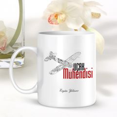 Kişiye Özel Mesleki Uçak Mühendisi Beyaz Kupa Bardak - 001