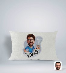 Kişiye Özel İsimli Erkek Antrenör Karikatürlü Dikdörtgen Araç Koltuk Yastığı-1