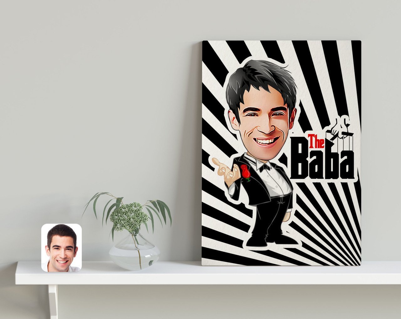 Kişiye Özel Godfather Baba Karikatürlü Kanvas Tablo 30x50cm-2