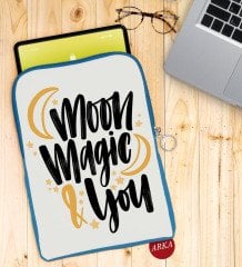 BK Gift Moon Magic & You Tasarımlı Taşınabilir Koruyucu Tablet Kılıfı & Organizer Çanta - Mavi-1