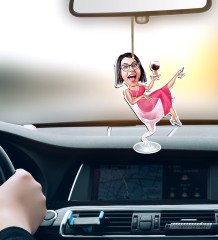 Kişiye Özel Bayan Karikatürlü Ahşap Araba Dikiz Ayna Süsü-22