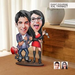 BK Gift Kişiye Özel Sevgililer Karikatürlü Büyük Boy Ahşap Biblo-1 Arkadaşa Hediye , Sevgiliye Hediye, Kişiye Özel Biblolar