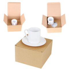 Sublimasyon Porselen Beyaz Kahve Fincanı - Kraft Kutulu
