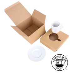 Sublimasyon Porselen Beyaz Kahve Fincanı - Kraft Kutulu