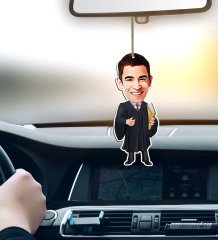 Kişiye Özel Bay Avukat Karikatürlü Ahşap Araba Dikiz Ayna Süsü-1