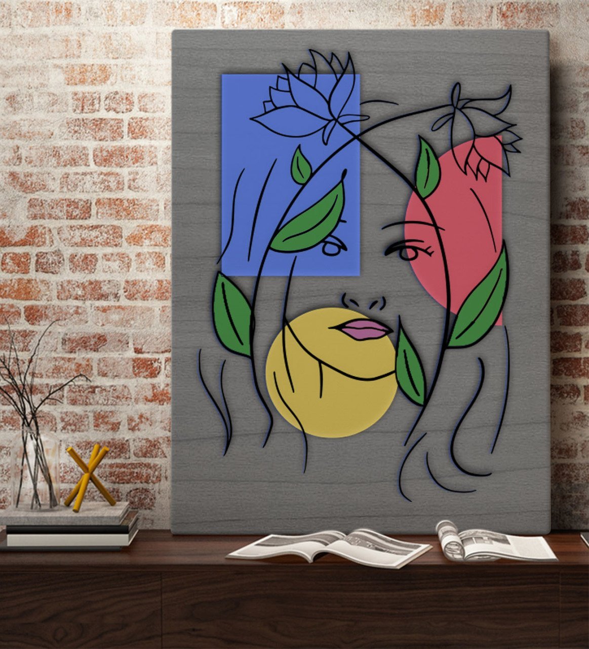 BK Home Woman Line Tasarımlı Kanvas Tablo 70x100cm-5