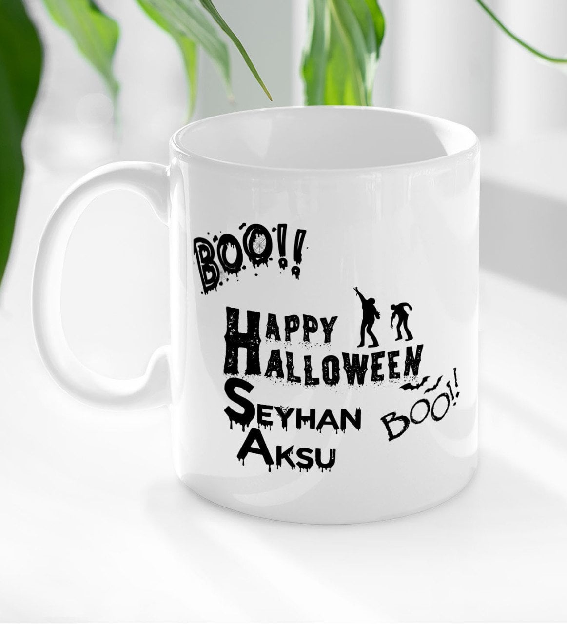 Kişiye Özel Happy Halloween Tasarımlı Beyaz Kupa Bardak-2