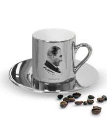 Kişiye Özel Atatürk Temalı Aynalı Gümüş Türk Kahvesi Fincanı-11