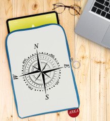 BK Gift Pusula Tasarımlı Taşınabilir Koruyucu Tablet Kılıfı & Organizer Çanta - Mavi-2