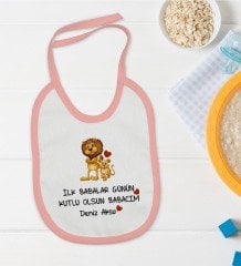 BK Kids Kişiye Özel Pembe Bebek Mama Önlüğü - Model 28