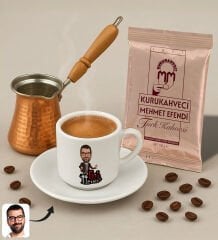 BK Gift Kişiye Özel İsimli Evin Reisi Tasarımlı Türk Kahvesi Fincanı & Bakır Cezve & Türk Kahvesi Seti-4, Arkadaş Hediye, Sevgiliye Hediye