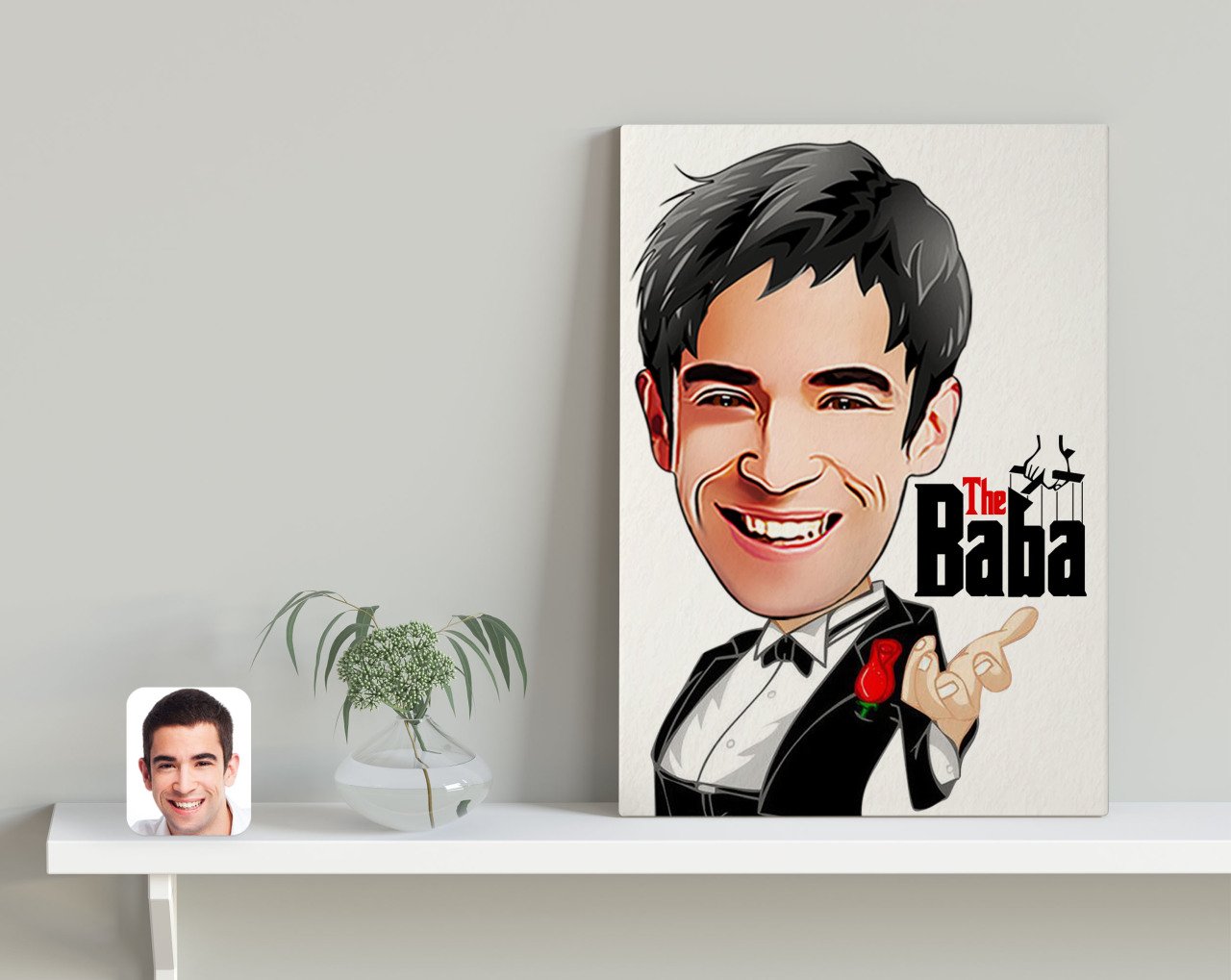 Kişiye Özel Godfather Baba Karikatürlü Kanvas Tablo 30x50cm-3