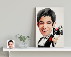 Kişiye Özel Godfather Baba Karikatürlü Kanvas Tablo 30x50cm-3