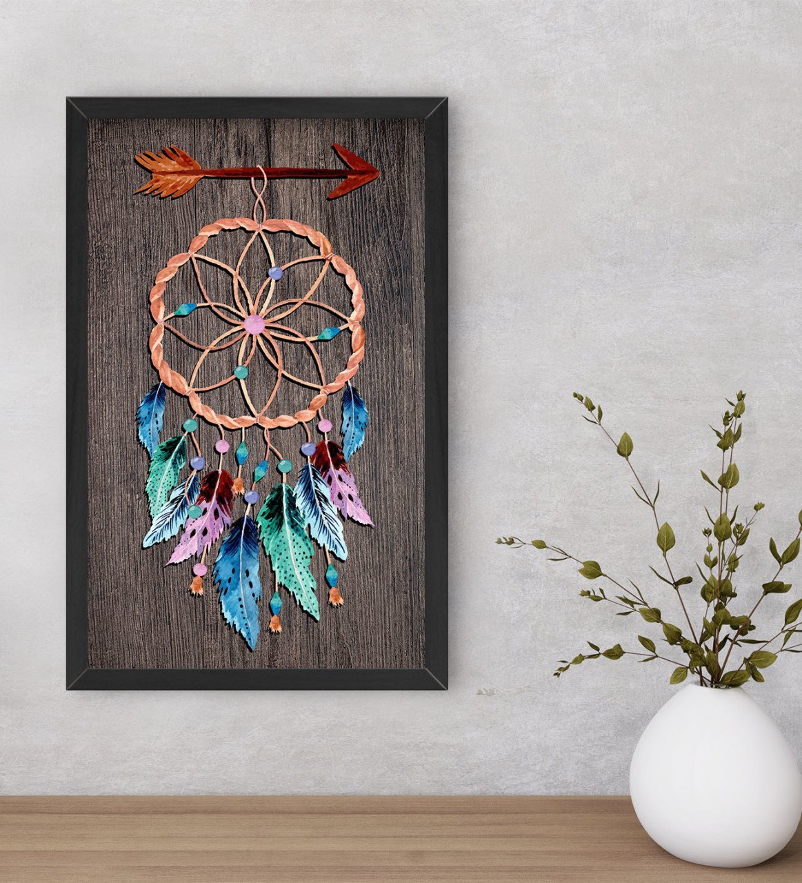 BK Home Rüya Kapanı Dekoratif Ahşap Siyah Çerçeveli Tablo-1