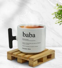 Kişiye Özel Baba Tasarımlı Siyah T Kulplu Middle Kupa Bardak-1