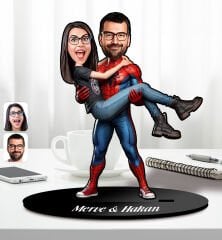 BK Gift Kişiye Özel Örümcek Adam Çift Tasarımlı Karikatür Biblo-1, Arkadaşa Hediye, Sevgiliye Hediye
