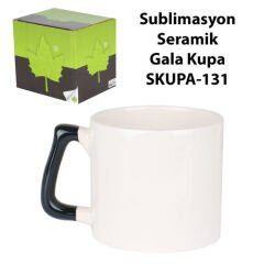 Sublimasyon Siyah Kulplu Seramik Gala Kupa - Kutulu