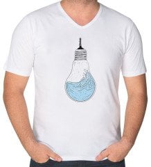 BK Gift Ampul Tasarımlı V Yaka Tişört-1
