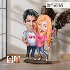 BK Gift Kişiye Özel Sevgililer Karikatürlü Büyük Boy Ahşap Biblo-5 Arkadaşa Hediye , Sevgiliye Hediye, Kişiye Özel Biblolar