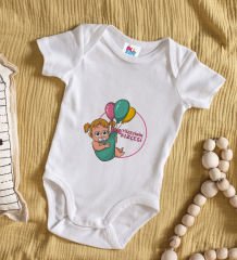 BK Kids Tizesinin Kızçesi Tasarımlı Beyaz Bebek Body Zıbın-1