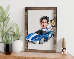 BK Gift Kişiye Özel Rallici Karikatürlü 3D Ahşap Tablo, Sevgiliye Hediye, Arkadaşa Hediye, Yıl Dönümü Hediyesi, Doğum Günü Hediyesi-1