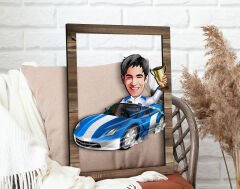 BK Gift Kişiye Özel Rallici Karikatürlü 3D Ahşap Tablo, Sevgiliye Hediye, Arkadaşa Hediye, Yıl Dönümü Hediyesi, Doğum Günü Hediyesi-1