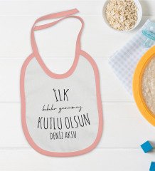 BK Kids Kişiye Özel Pembe Bebek Mama Önlüğü - Model 33