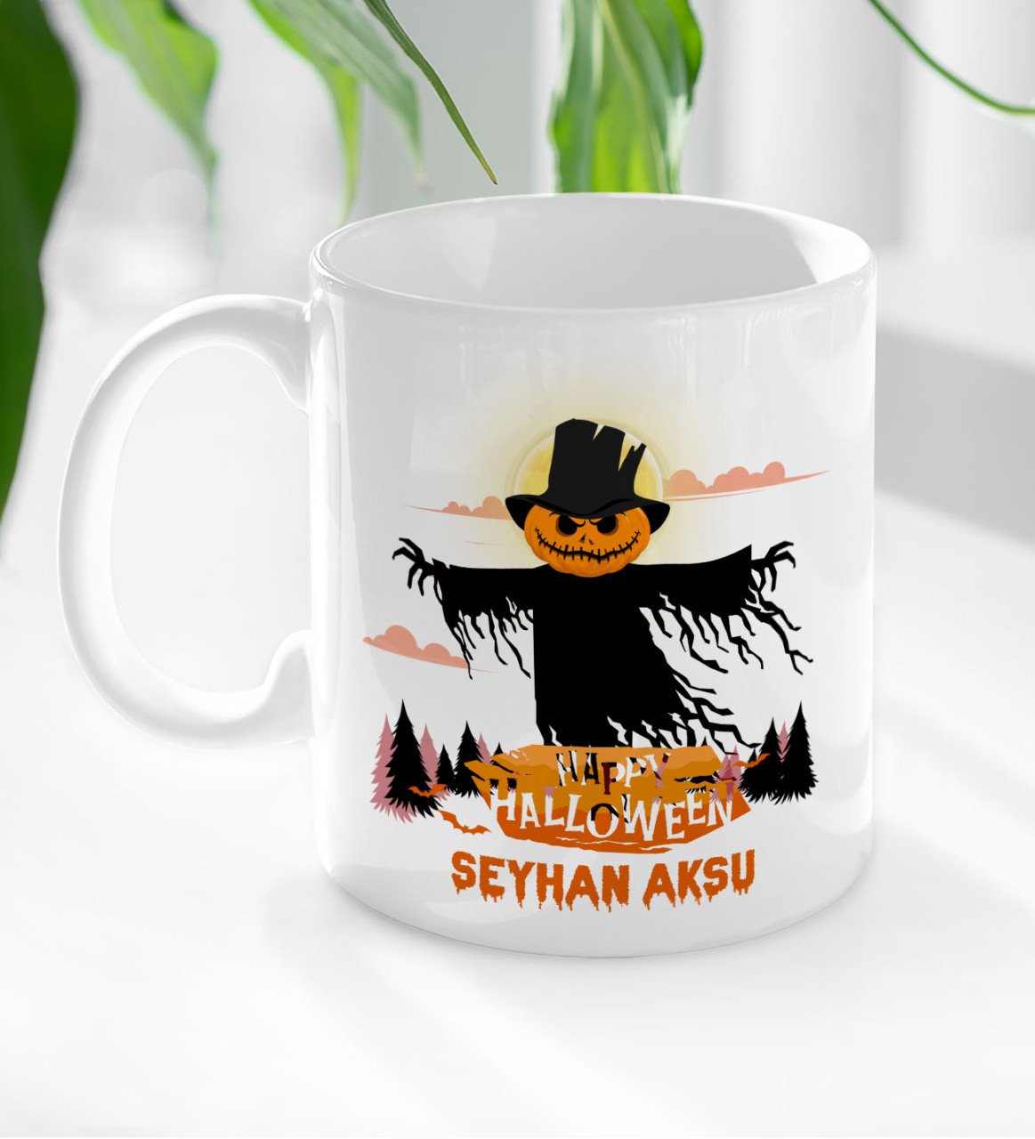 Kişiye Özel Happy Halloween Tasarımlı Beyaz Kupa Bardak-7