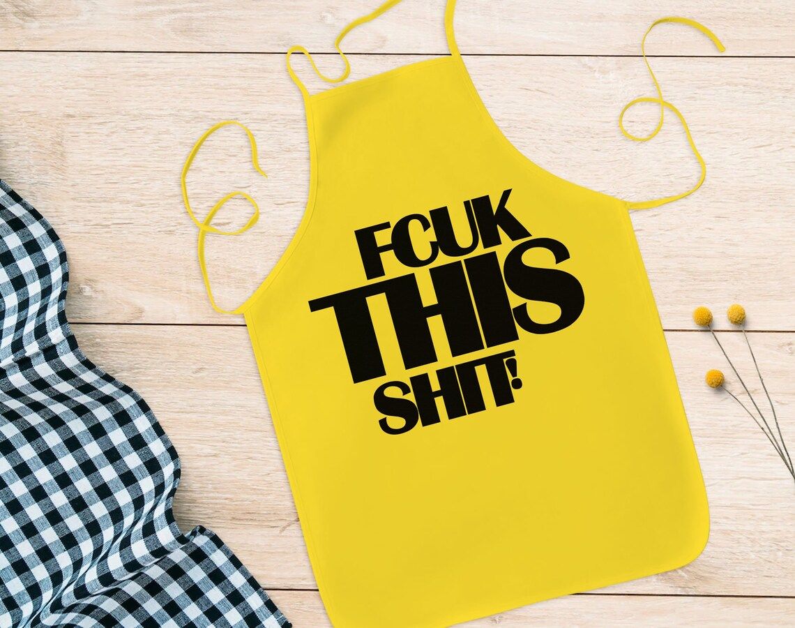 BK Gift Fcuk Tasarımlı Sarı Mutfak Önlüğü Aşçı Hediyesi, Arkadaşa Hediye-1