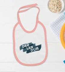 BK Kids Darlandum Tasarımlı Pembe Bebek Body Zıbın ve Mama Önlüğü Hediye Seti-1