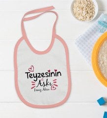 BK Kids Kişiye Özel Pembe Bebek Mama Önlüğü - Model 37