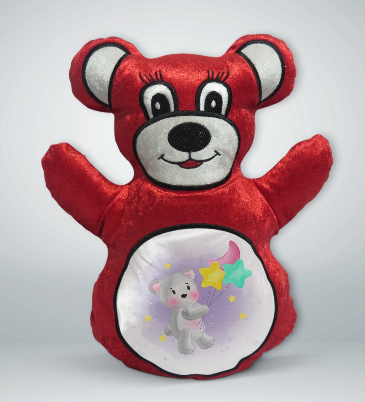 BK Gift Tatlı Ayıcık Tasarımlı Kırmızı Ayıcık Yastık-1