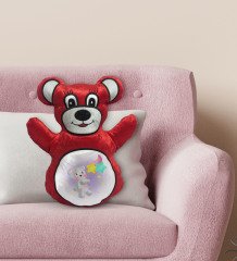 BK Gift Tatlı Ayıcık Tasarımlı Kırmızı Ayıcık Yastık-1