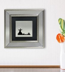 BK Gift Semazen Tasarımlı Dekoratif Aynalı Gümüş Duvar Çerçevesi-2