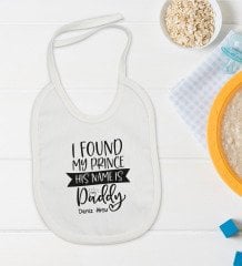 BK Kids Kişiye Özel His Name Is Daddy Tasarımlı Bebek Body Zıbın ve Mama Önlüğü Hediye Seti - Model 1
